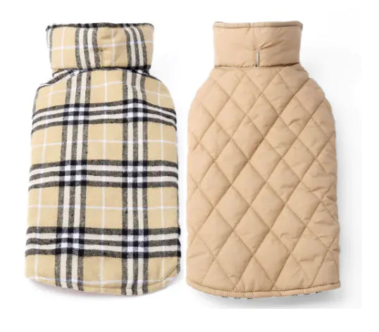 Plaid Dog Jacket - Dog Winter Coat